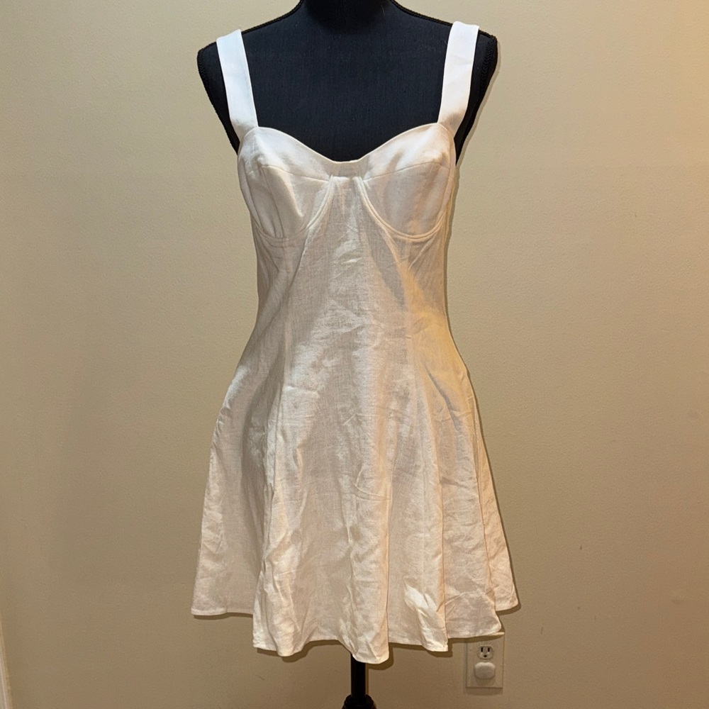 SOLID & STRIPED Ivory Mini Dress with Bustier Straps